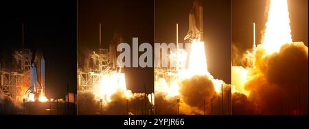 Sequenza di lancio dello Space Shuttle Endeavour sullo Space Transportation System-130 (STS-130) l'8 febbraio 2010 dal Kennedy Space Center, Florida. Foto Stock