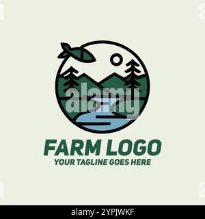 Farm Logo Design, Organic Farm Logo, Sustainable Farming Logo, minimalista Farm Logo, Modern Farm Logo, logo ecologico per aziende agricole, logo per l'agricoltura Illustrazione Vettoriale