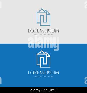 Geometric Line House for Real Estate Property Construction Logo Design Vector Illustrazione Vettoriale