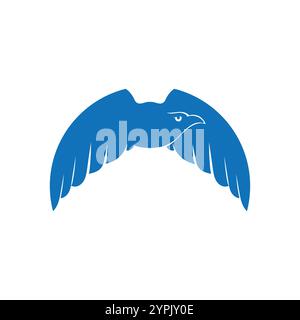 Stemma Eagle Falcon Hawk Badge con ali spalmate e logo a nastro Vector Illustrazione Vettoriale