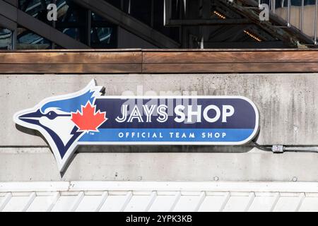 Insegna al Jays Shop presso il Rogers Centre sulla Blue Jays Way nel centro di Toronto, Ontario, Canada Foto Stock