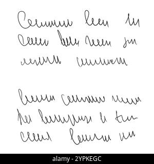 Lettera scritta a mano. Nota di testo a mano libera. Scarabocchio illeggibile scrivi con penna isolata su sfondo bianco. Messaggio di testo corsivo illeggibile. Vettore Illustrazione Vettoriale
