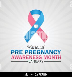 National Pre Pregnancy Awareness Month January illustrazione vettoriale. Concetto di vacanza. Modello per sfondo, banner, scheda, poster con testo Illustrazione Vettoriale