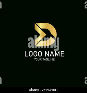 Illustrazione del design gradiente con logo Letter D Luxury Illustrazione Vettoriale