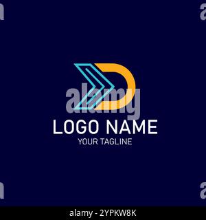 Moderno design grafico iniziale con lettera D astratta sullo sfondo Illustrazione Vettoriale