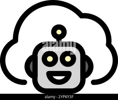 Simbolo del cloud di intelligenza artificiale - icona dell'intelligenza artificiale. Illustrazione Vettoriale