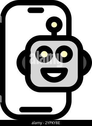 Simbolo dello smartphone con intelligenza artificiale - icona dell'intelligenza artificiale. Illustrazione Vettoriale