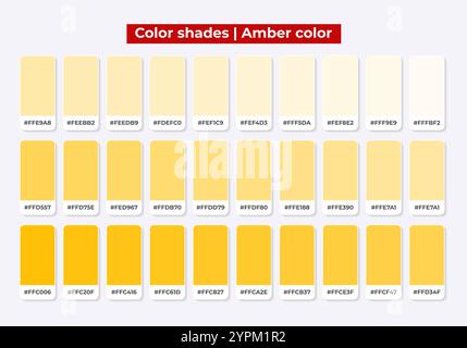 Tavolozza dei colori, tonalità di colore ambra/giallo, armonia dei colori, set di colori piatti alla moda, campioni Illustrazione Vettoriale