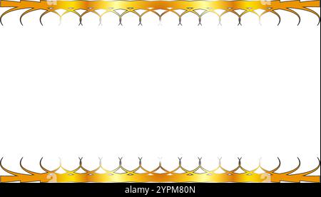 Cornice con bordi decorati dorati e senza cuciture con design superiore inferiore come rami di alberi che si legano tra loro Illustrazione Vettoriale