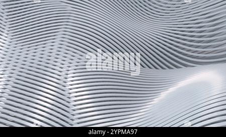 Forma astratta sovrapposta realizzata con linee metalliche Foto Stock