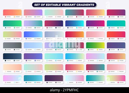 Quadrati sfumati vivaci. Quadrati multicolore minimalisti, colori vivaci astratti anni '80 e gradienti moderni set di vettori isolati adatti per coperture, calen Illustrazione Vettoriale