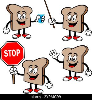 Set di caratteri pane 03, illustrazioni vettoriali disegnate a mano, isolate su sfondo trasparente Illustrazione Vettoriale