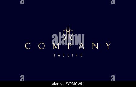 Logo Vector Golden con un'immagine astratta di una elegante lettera M.. Illustrazione Vettoriale