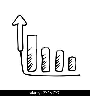Infografica vettoriale Doodle. Analisi, analisi dei dati, crescita dei profitti, economia, lavoro a casa. Illustrazione Vettoriale