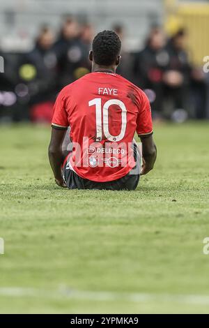 Seraing, Belgio. 1 dicembre 2024. Saliou Faye di Seraing sembra sventato durante una partita di calcio tra RFC Seraing e RWD Molenbeek, a Seraing, il giorno 13 della 2024-2025 'Challenger Pro League' 1B seconda divisione del campionato belga, domenica 01 dicembre 2024. BELGA PHOTO BRUNO FAHY credito: Belga News Agency/Alamy Live News Foto Stock