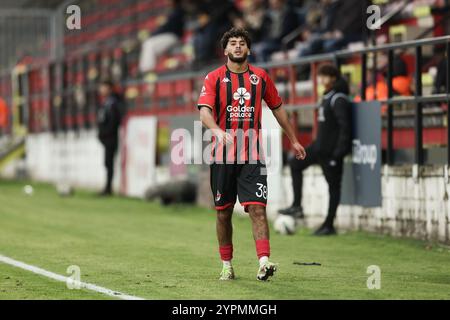 Seraing, Belgio. 1 dicembre 2024. Nabil Bouchentouf di Seraing nella foto durante una partita di calcio tra RFC Seraing e RWD Molenbeek, a Seraing, il giorno 13 del 2024-2025 'Challenger Pro League' 1B seconda divisione del campionato belga, domenica 01 dicembre 2024. BELGA PHOTO BRUNO FAHY credito: Belga News Agency/Alamy Live News Foto Stock