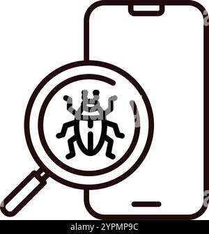 ricerca insetti, infezione - icona vettoriale Illustrazione Vettoriale