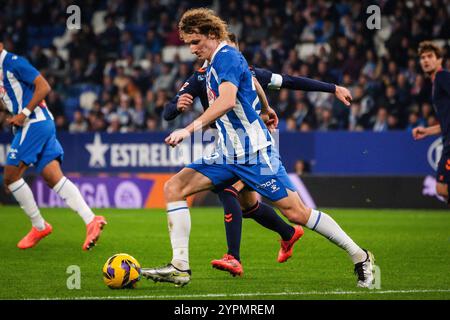 Barcellona, Espagne. 30 novembre 2024. Alex KRAL dell'Espanyol Barcelona durante il campionato spagnolo la Liga match di calcio tra RCD Espanyol e RC Celta de Vigo il 30 novembre 2024 allo stadio RCDE di Barcellona, Spagna - foto Matthieu Mirville (J Garcia)/DPPI Credit: DPPI Media/Alamy Live News Foto Stock