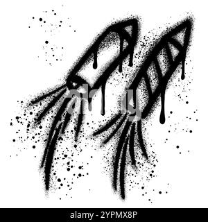 Graffiti per fuochi d'artificio con vernice spray nera. illustrazione vettoriale. Illustrazione Vettoriale