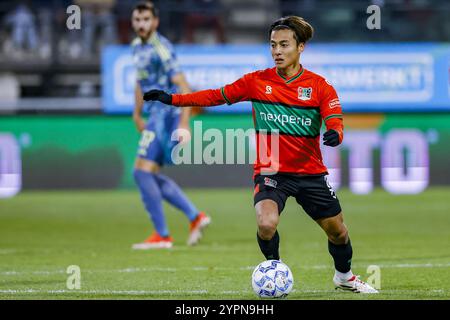 NIJMEGEN, 01-12-2024 , Goffert Stadium, football, Dutch eredivisie, stagione 2024 / 2025, giocatore NEC Kodai sano durante la partita NEC - Ajax. Foto Stock