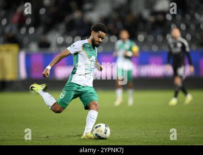 Eupen, Belgio. 1 dicembre 2024. Una partita di calcio tra KAS Eupen e RAAL la Louviere, a Eupen, il giorno 13 della 2024-2025 'Challenger Pro League' 1B seconda divisione del campionato belga, domenica 01 dicembre 2024. BELGA FOTO JOHN THYS credito: Belga News Agency/Alamy Live News Foto Stock