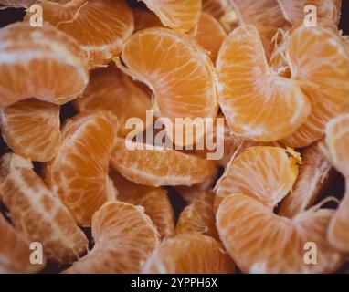texture mandarino mandarino.fette mature primo piano. Foto Stock