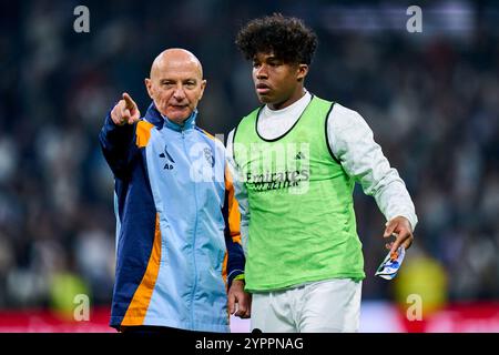 Madrid, Spagna. 1 dicembre 2024. Endrick del Real Madrid CF durante la partita della Liga EA Sports tra il Real Madrid CF e il Getafe CF giocata allo stadio Santiago Bernabeu il 1° dicembre 2024 a Madrid, Spagna. (Foto di Cesar Cebolla/PRESSINPHOTO) credito: PRESSINPHOTO SPORTS AGENCY/Alamy Live News Foto Stock