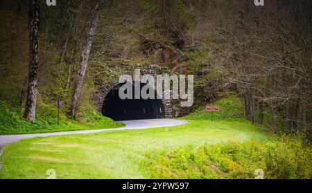 Ingresso al tunnel di Lickstone Ridge lungo la Blue Ridge Parkway. Foto Stock