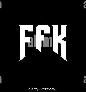 Logo FFK Letter per l'azienda tecnologica. Combinazione di colori bianco e nero con logo FFK. Logo FFK, vettore FFK, design FFK, icona FFK, alph FFK Illustrazione Vettoriale