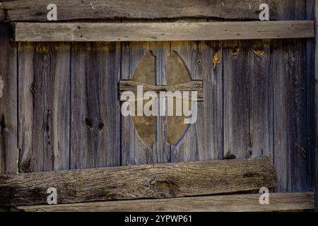 Detalle de la puerta del cementerio, iglesia de Nerin, edificio religioso Fortificado, Huesca, Aragona, cordillera de los Pirineos, Spagna, Europa Foto Stock