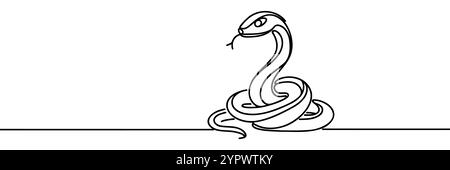 Disegno continuo di una linea del serpente. Illustrazione Vettoriale