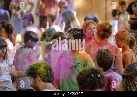 Fiesta Holi infantil, Llucmajor, Maiorca, Isole baleari, Spagna, Europa Foto Stock