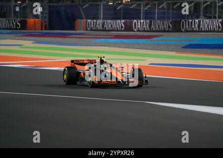 Doha, Qatar. 28 novembre 2024. 11/28/2024 - Lando Norris (GBR) - McLaren Formula 1 Team - McLaren MCL38 - Mercedes durante la gara del 01.12.2024, Lusail International Circuit, Doha, Formula 1 Qatar Airways Qatar Grand Prix 2024 (foto di Alessio De Marco/Sipa USA) crediti: SIPA USA/Alamy Live News Foto Stock