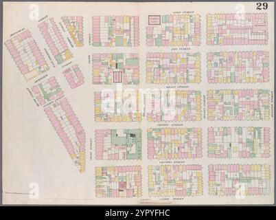 Mappa delimitata da Rivington Street, Cannon Street, Henry Street, Montgomery Street, Ridge Street, targa 29 1857 - 1862 di Perris, William Foto Stock