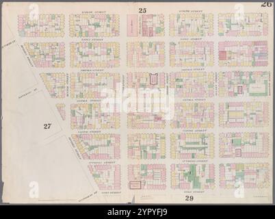 Mappa delimitata da Rivington Street, Ridge Street, Division Street, Canal Street, Ludlow Street, targa 26 1857 - 1862 di Perris, William Foto Stock