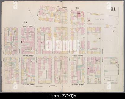 Mappa delimitata da Houston Street, Avenue D, 3rd Street, East Street, Rivington Street, Willett Street, placca 31 1857 - 1862 di Perris, William Foto Stock