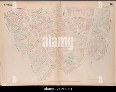 Mappa delimitata da Nassau Street, Roosevelt Street, Oak Street, Oak Street, Pearl Street, Frankfort Street, Cliff Street, Ferry Street, Spruce Street, Plate 10 1852 di Perris, William Foto Stock