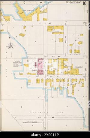 Queens V. 5, Plate No. 10 [Mappa delimitata da 1st Ave., 3rd St., 5th Ave., East River] 1884 - 1936 Foto Stock