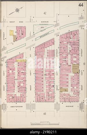 Manhattan V. 7, Plate No. 44 [Mappa delimitata da West End Ave., W. 108th St., Amsterdam Ave., W. 105th St.] 1912 Foto Stock