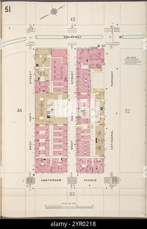 Manhattan V. 7, targa n. 51 [Mappa delimitata da Broadway, Cathedral Parkway, Amsterdam Ave., W. 108th St.] 1912 Foto Stock