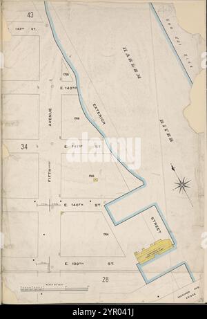 Manhattan, V. 11, targa n. 44 [Mappa delimitata da 143rd St., Harlem River, E. 139th St., 5th Ave.] 1884 - 1936 Foto Stock