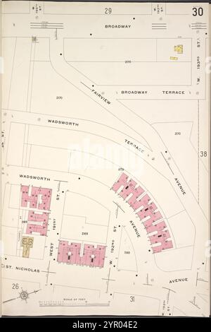 Manhattan, V. 12, Plate No. 30 [Mappa delimitata da Broadway, W. 193rd St., St. Nicholas Ave.] 1913 Foto Stock