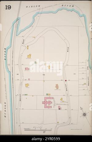 Manhattan, V. 12, targa n. 19 [Mappa delimitata dal fiume Harlem, Hudson River] 1884 - 1936 Foto Stock