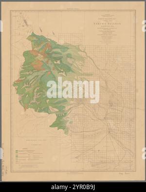 Mappa forestale della regione di Yakima, Washington ter., : mostra gli elementi predominanti della foresta che copre 1883 di Pumpelly, Raphael, 1837-1923 Foto Stock