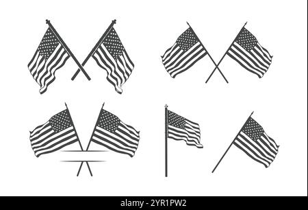 Cross american flag silhouette, Cross american flag svg, Cross american flag vectors Illustrazione Vettoriale