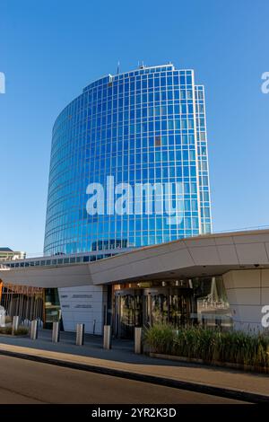 Vista esterna della sede dell'Organizzazione mondiale della proprietà intellettuale (OMPI), una delle 15 agenzie specializzate delle Nazioni Unite Foto Stock