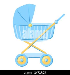 Immagine del carrello per bambini. Oggetto neonato bambino felice compleanno. Illustrazione Vettoriale