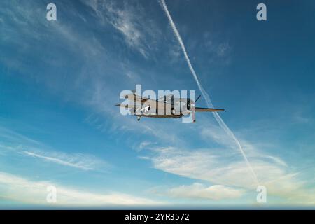 1940 US Navy Grumman F4F Wildcat su pattuglia Foto Stock