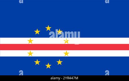 Bandiera di Capo Verde nei colori ufficiali, nelle dimensioni e nelle proporzioni. Bandiera vettoriale che simboleggia l'orgoglio nazionale, l'identità, il patrimonio, il patriottismo e l'autorità Illustrazione Vettoriale