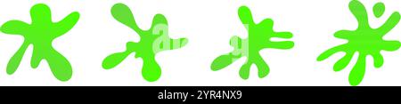 Melma verde che gocciola con schizzi e schizzi, lobi tossici. Illustrazione vettoriale piatta isolata su sfondo bianco. Illustrazione Vettoriale